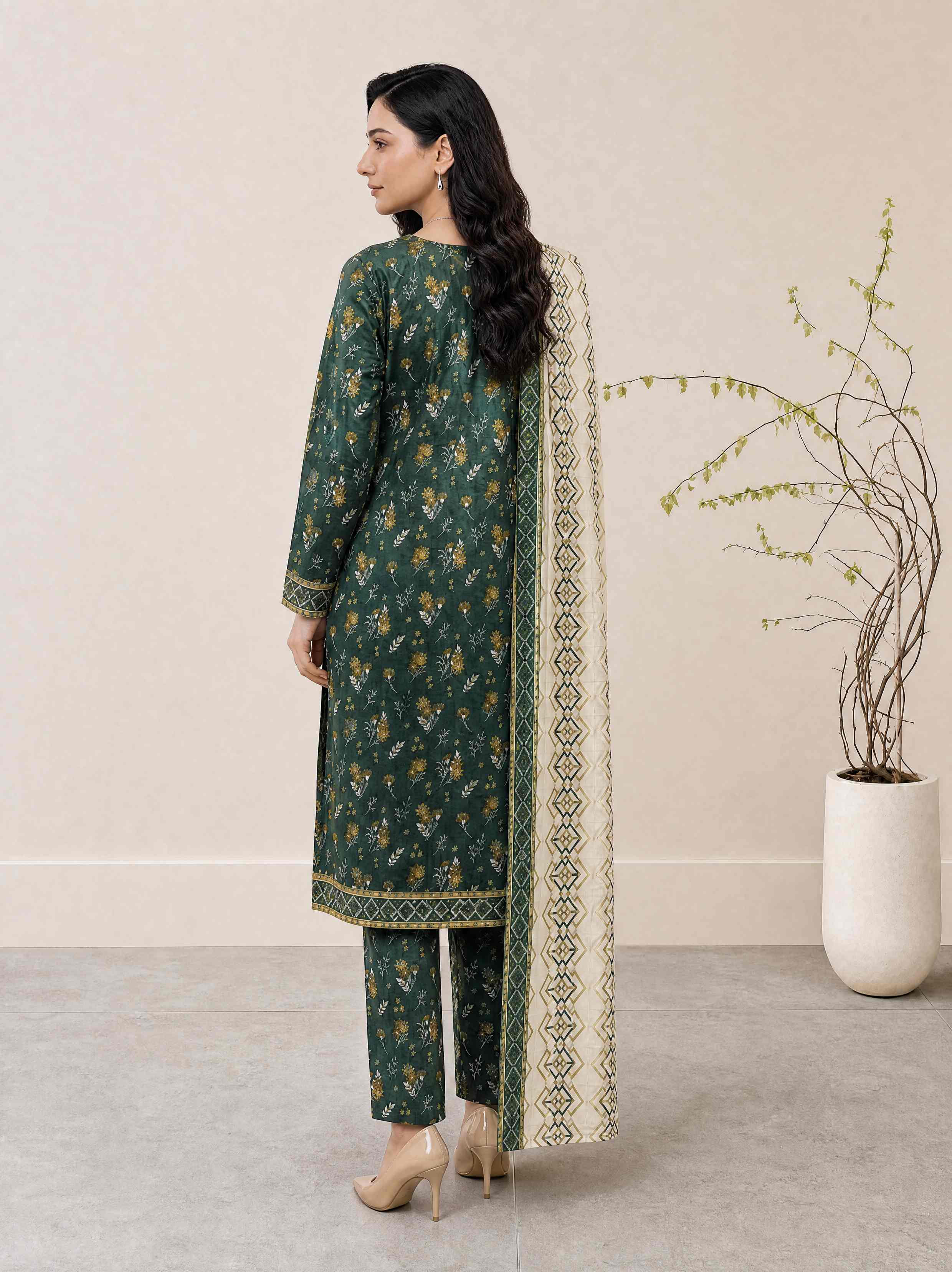 Melis 3pcs Un-Stitched Printed Lawn [D-4580] - Image 3