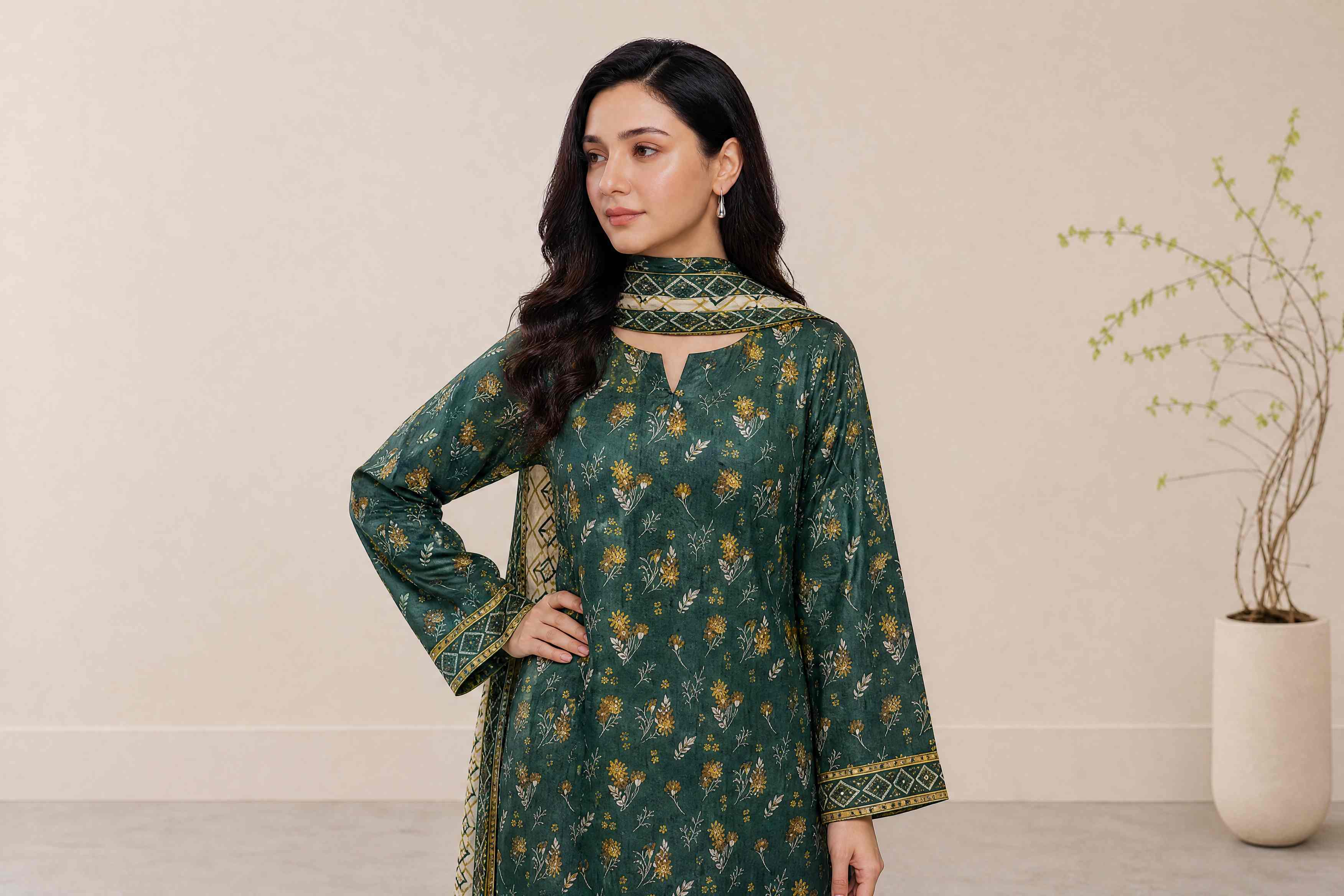 Melis 3pcs Un-Stitched Printed Lawn [D-4580] - Image 4