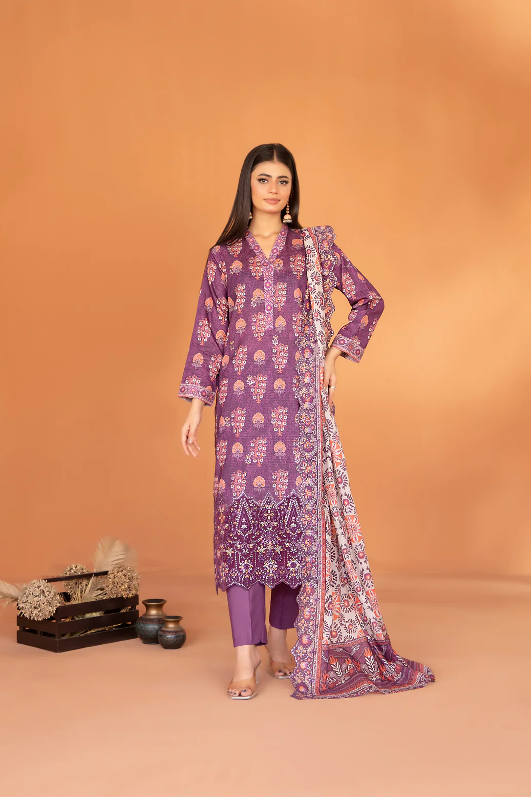 Aamaira 3pcs Un-Stitched Emb Printed Lawn [D-3520]