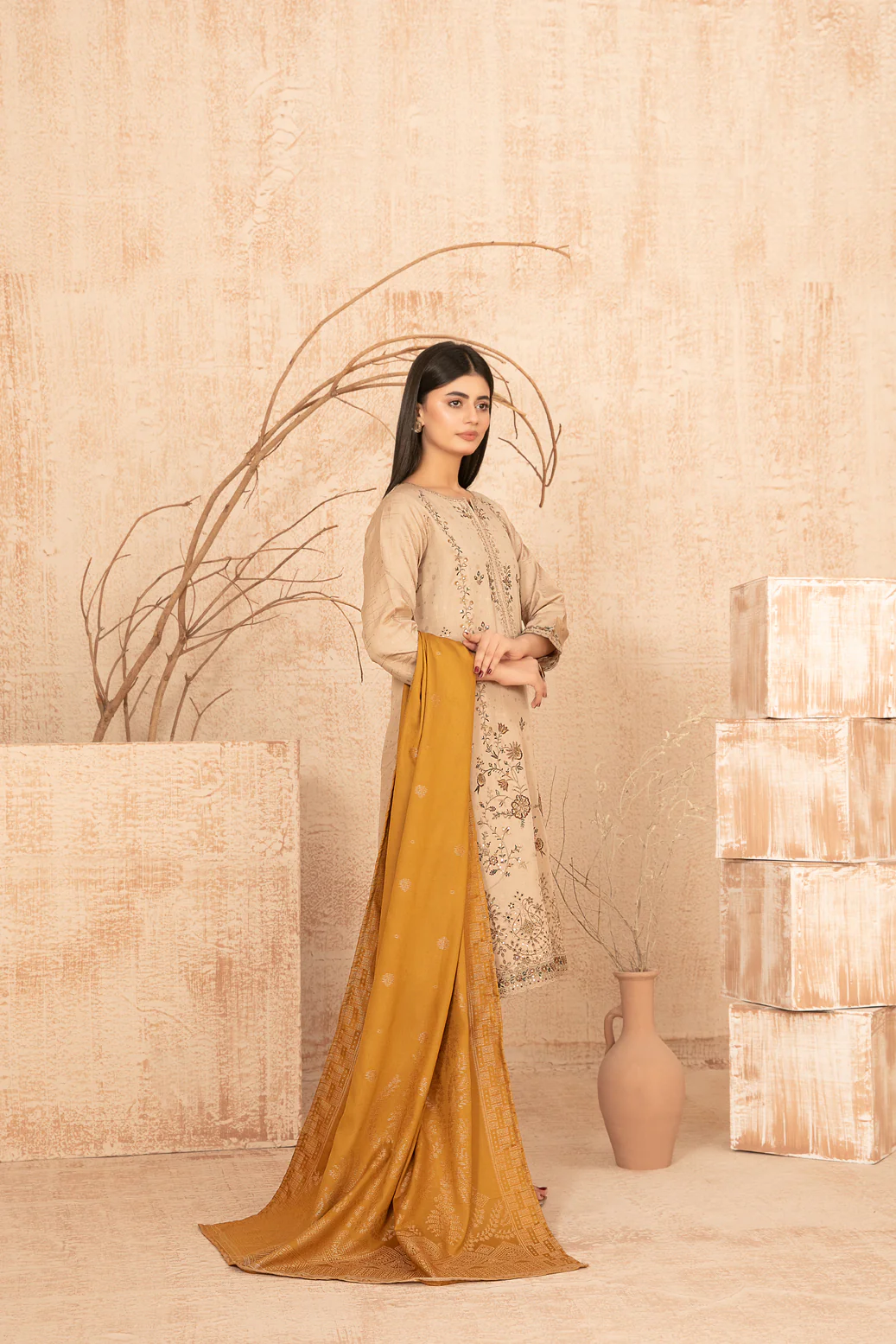 Suha 3pcs Un-Stitched Emb Viscose [D-4957] - Image 2
