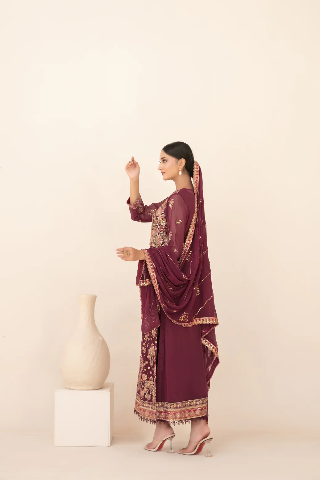 Libaas-E-Ishq 3pcs Semi-Stitched Fancy Emb Chiffon [D-2731] - Image 2