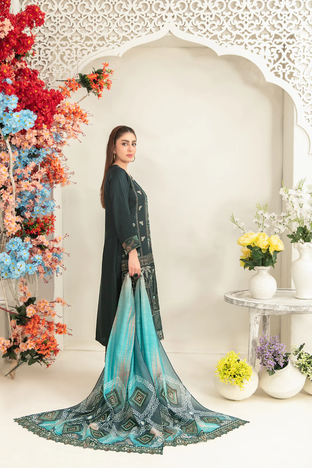 Ziya 3pcs Semi-Stitched Emb Viscose [D-5252] - Image 2
