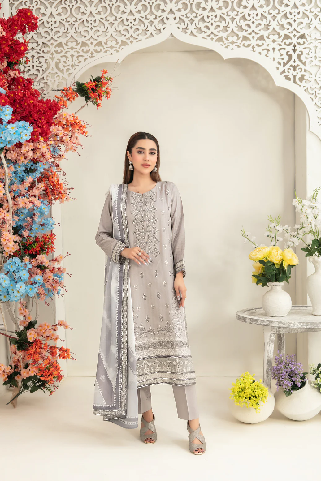Ziya 3pcs Semi-Stitched Emb Viscose [D-5253]