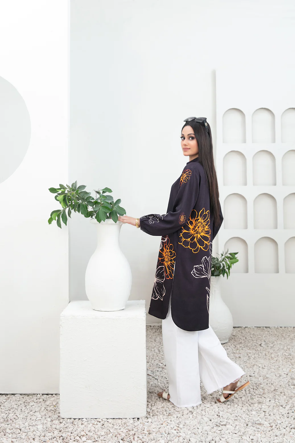 ZALINA 1-PC PRINTED STAPLE LINNEN KURTI [CODE D-5351] - Image 2