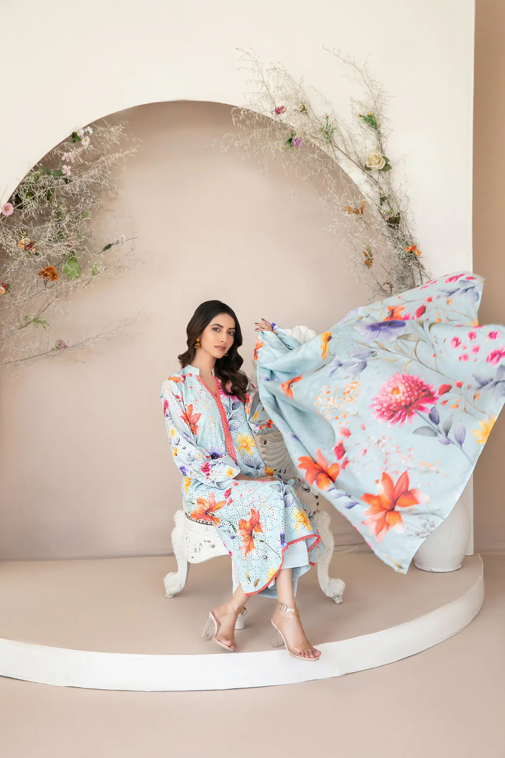 Abir 3pcs Embroidered Printed Viscose [D-5357] - Image 3