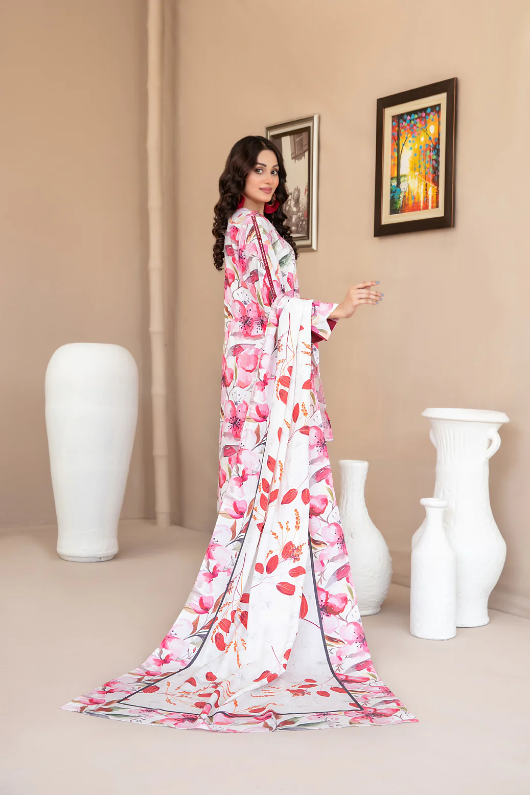 Abir 3pcs Embroidered Printed Viscose [D-5358] - Image 2