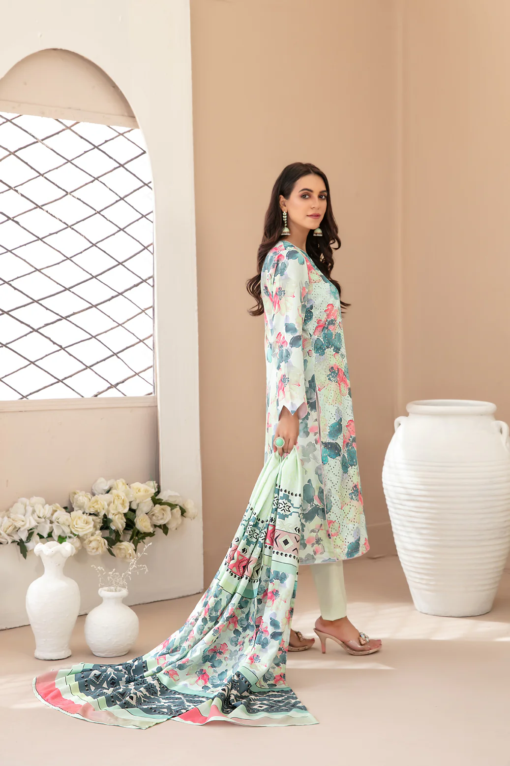 Abir 3pcs Embroidered Printed Viscose [D-5360] - Image 2
