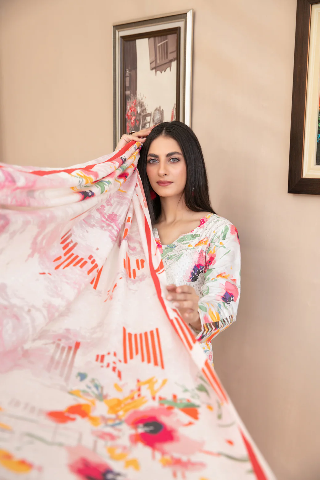 Abir 3pcs Embroidered Printed Viscose [D-5361] - Image 3