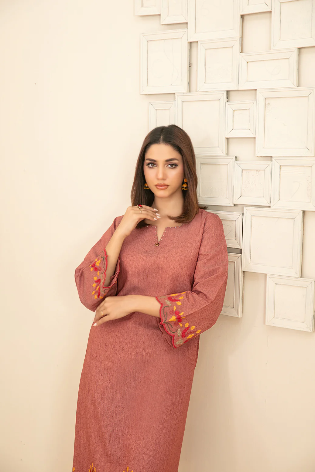 Huda 2pcs Stitched Emb Khadi Cotton [D-5421] - Image 3
