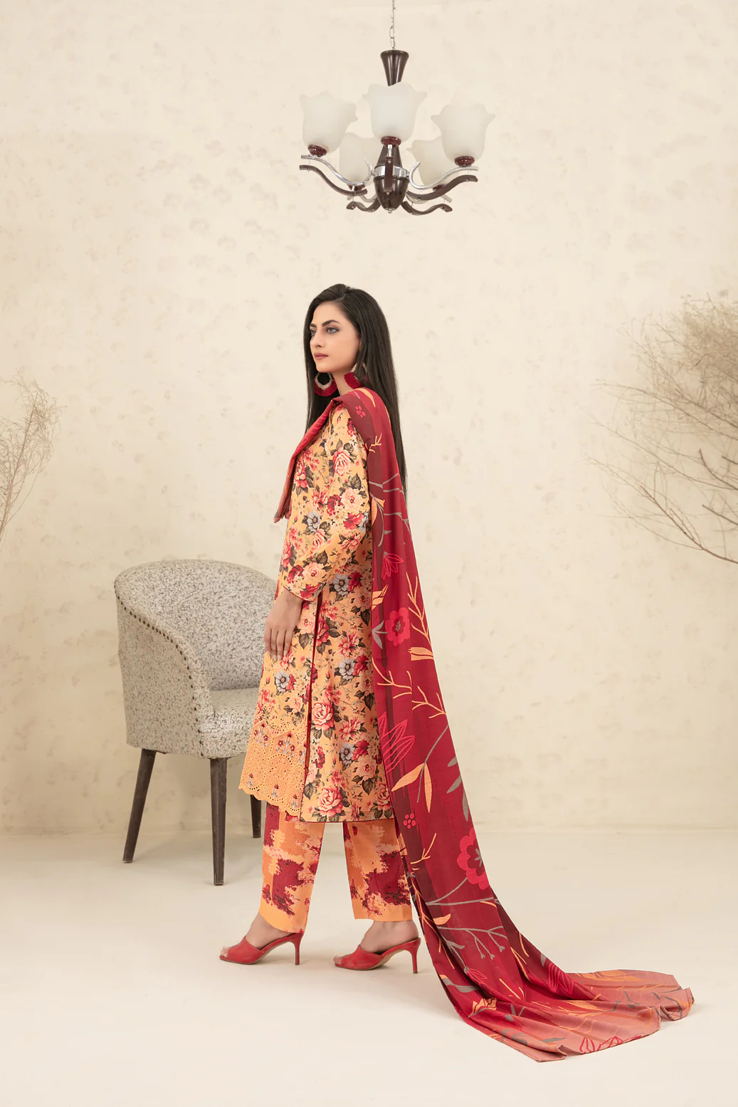 Tarba 3Pcs Unstitched Printed Emb Dhanak  [D-5465] - Image 2