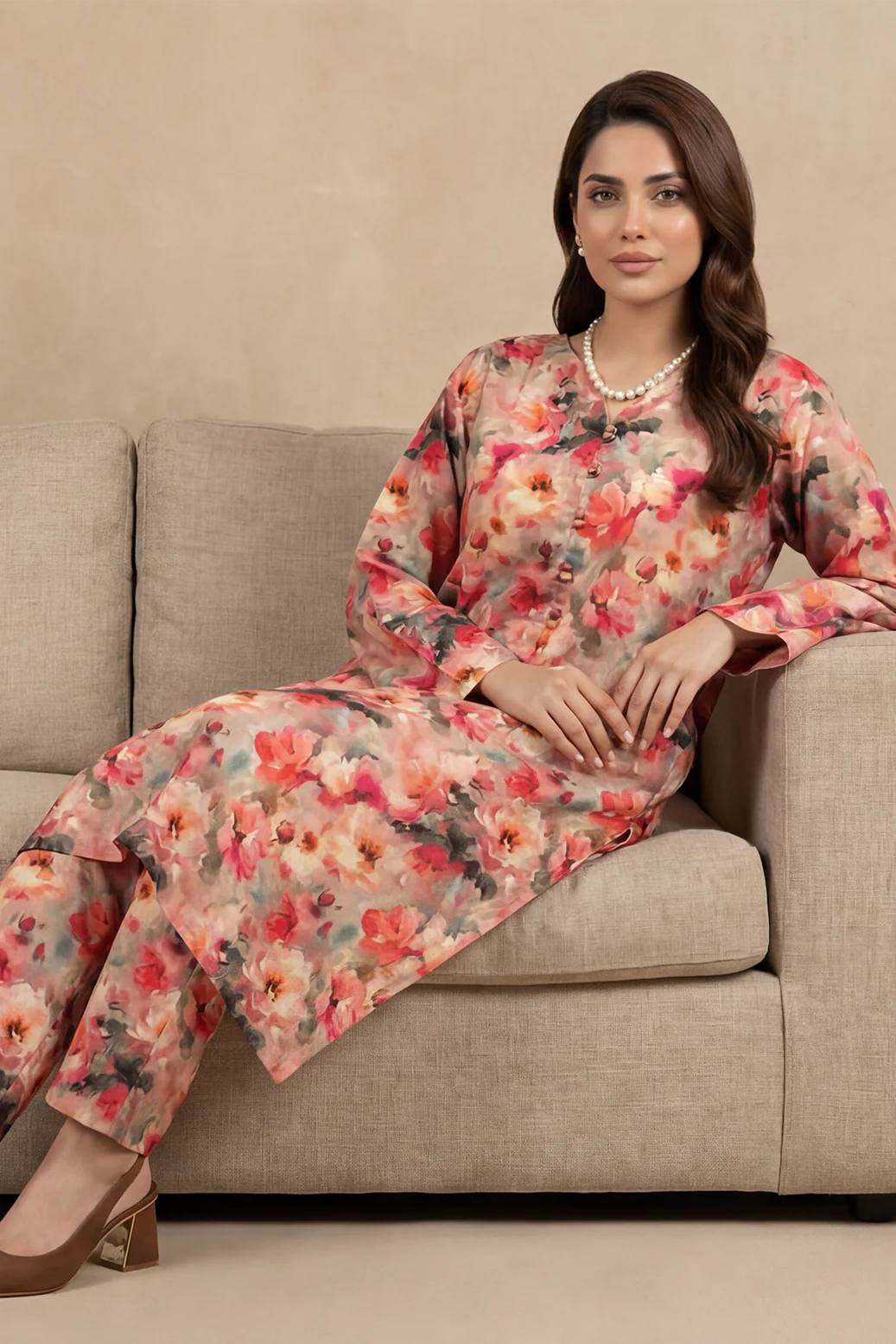 Noore 2pcs Stitched Printed Staple [D-5480] - Image 3