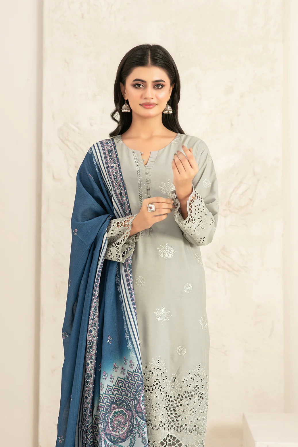 Riyana 3pcs Stitched Schiffli Emb Staple [D-5654] - Image 3