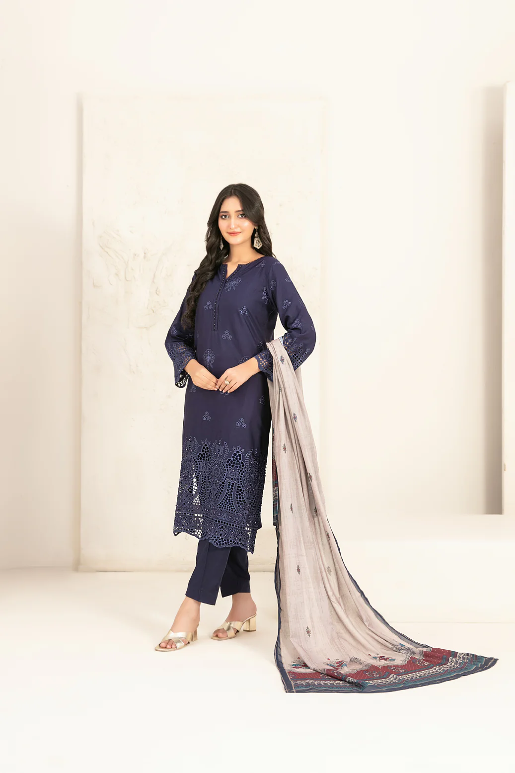 Riyana 3pcs Stitched Schiffli Emb Staple [D-5656]