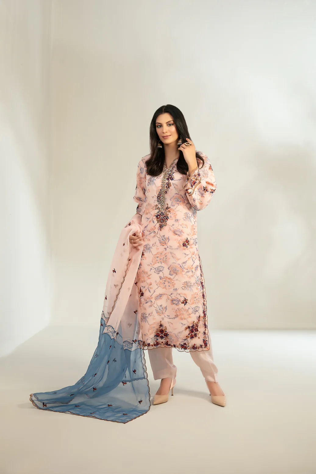 Niamh 3pcs Stitched Emb Printed Organza [D-5657]