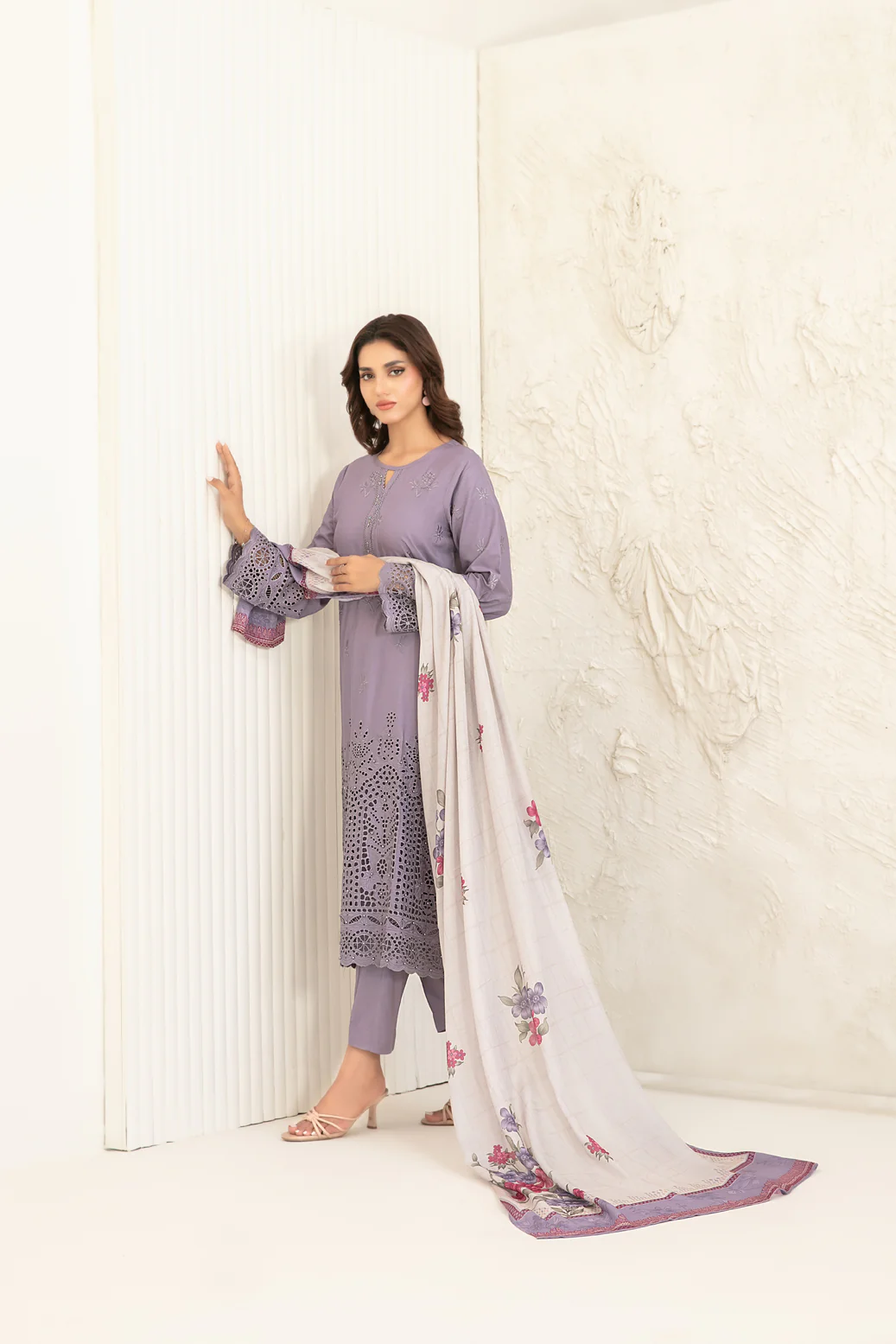 Riyana 3pcs Stitched Schiffli Emb Staple [D-5657] - Image 2