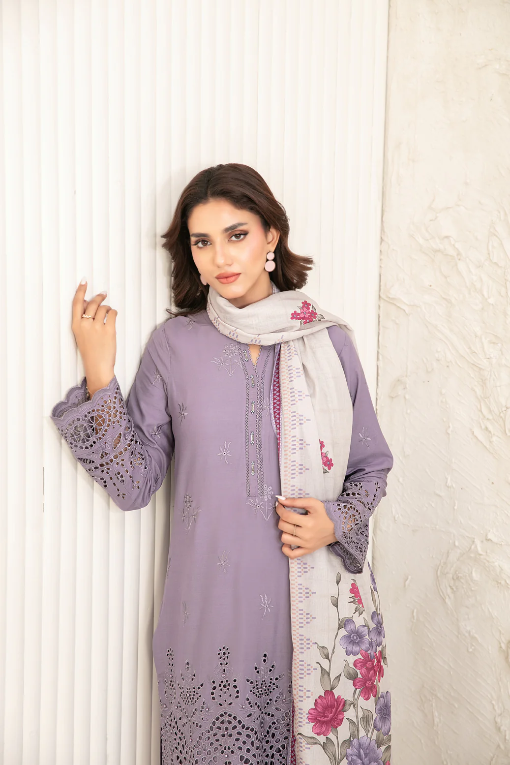 Riyana 3pcs Stitched Schiffli Emb Staple [D-5657] - Image 3