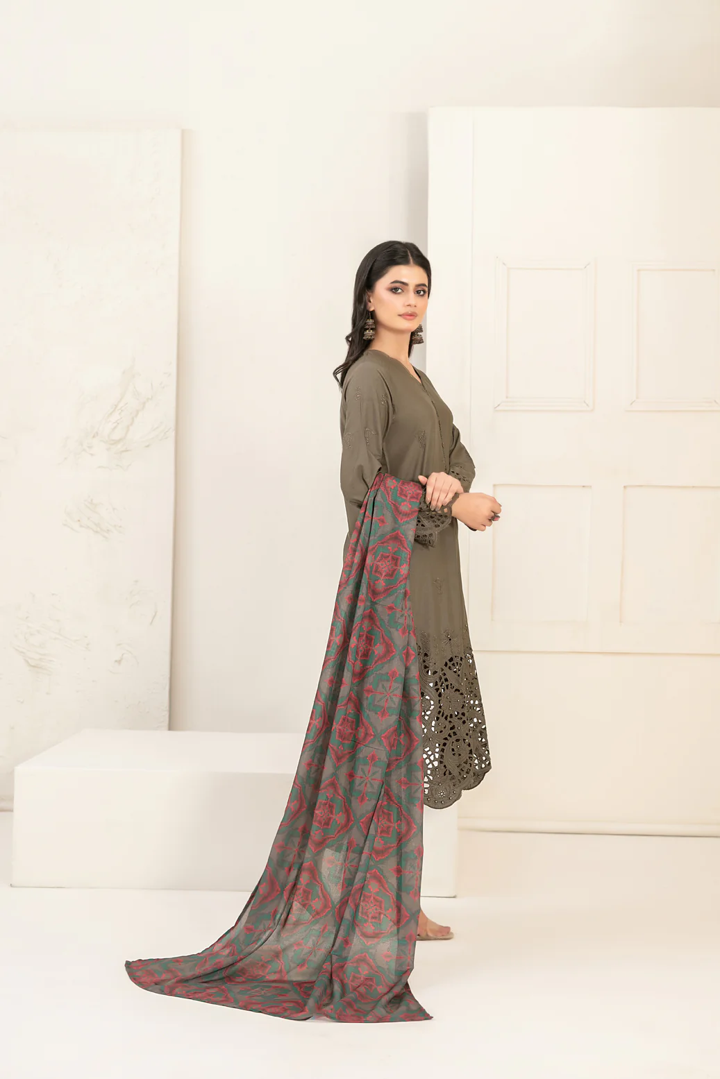 Riyana 3pcs Stitched Schiffli Emb Staple [D-5658] - Image 2