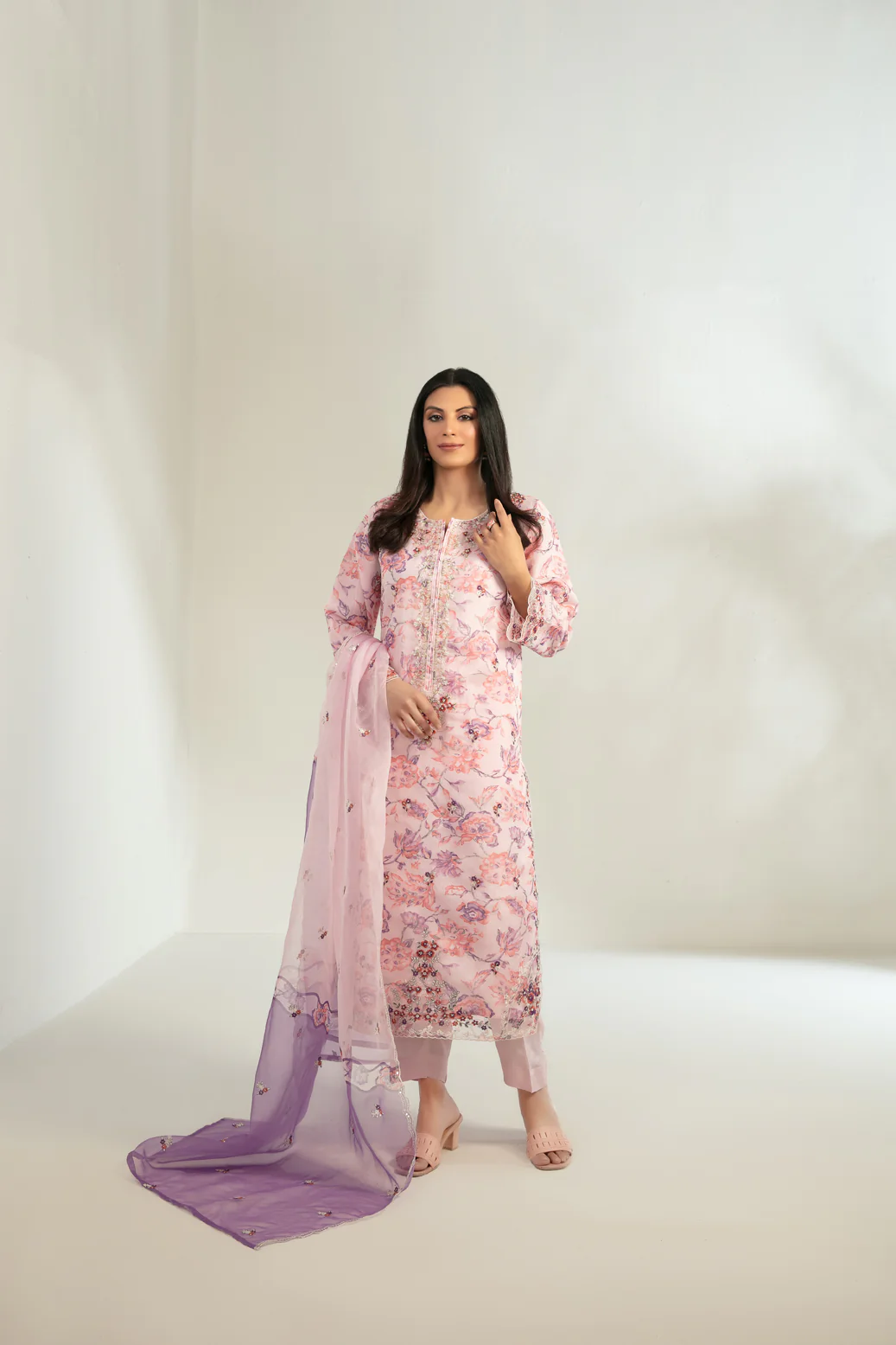 Niamh 3pcs Stitched Emb Printed Organza [D-5659]
