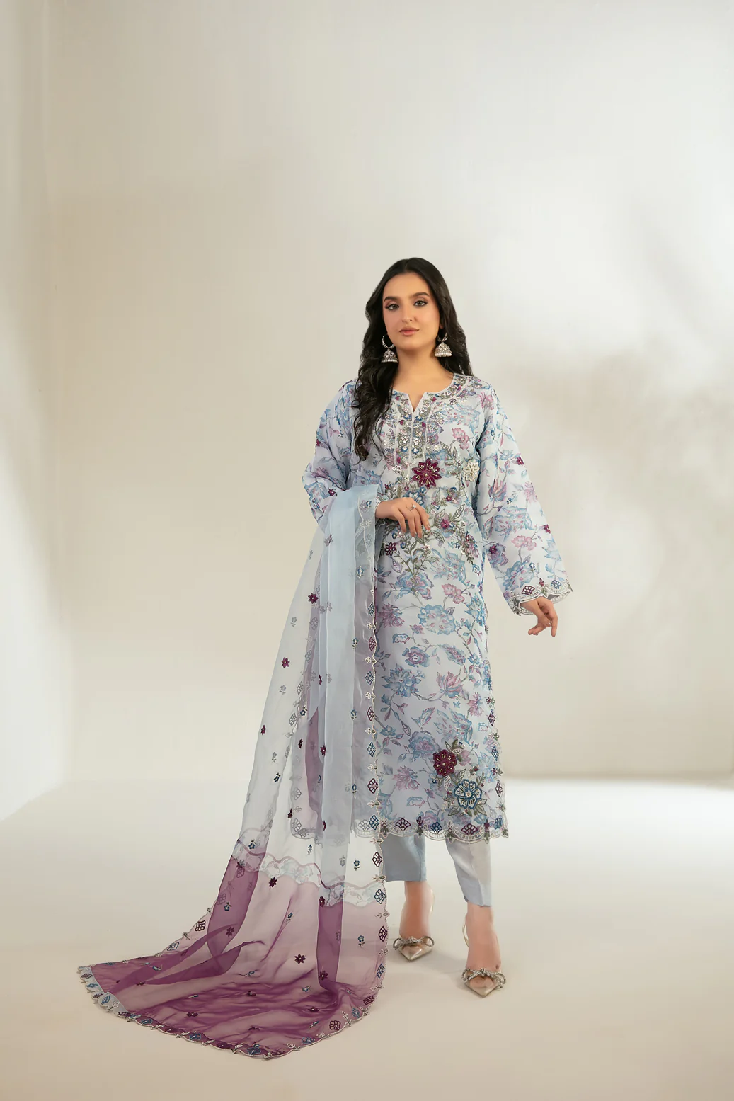 Niamh 3pcs Stitched Emb Printed Organza [D-5661]