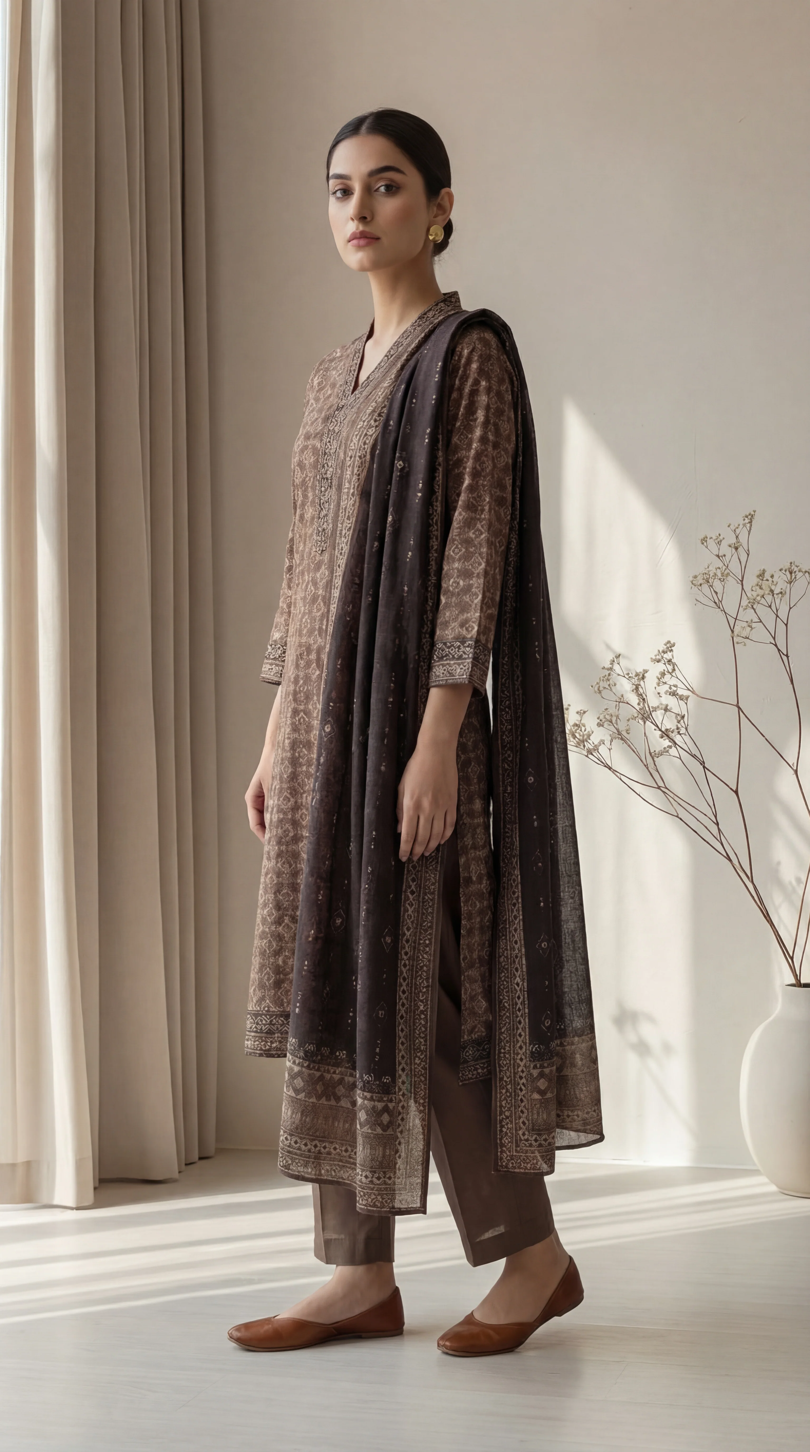 Zavia 3pcs Stitched Printed Khaddar [D-5711] - Image 2