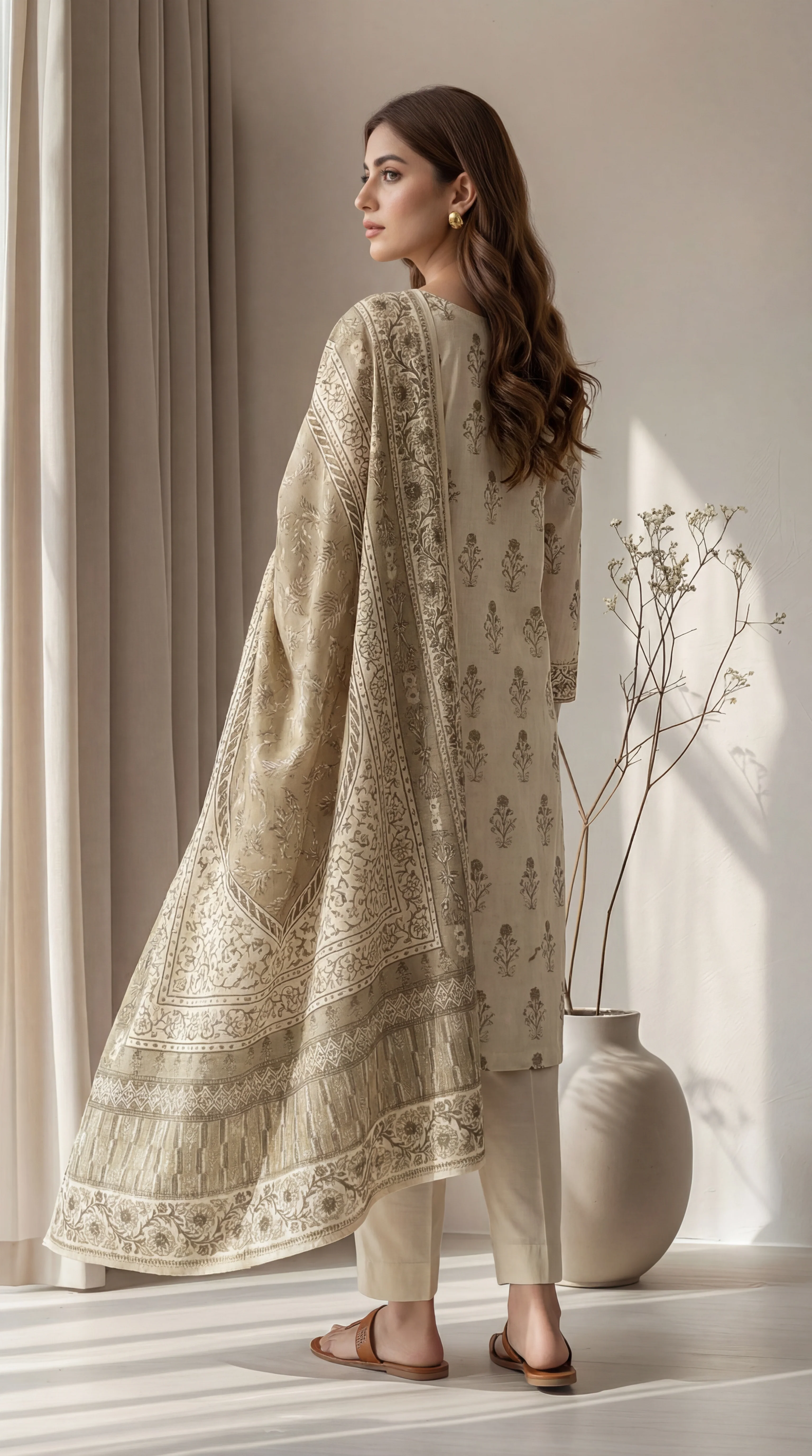 Zavia 3pcs Stitched Printed Khaddar [D-5718] - Image 2